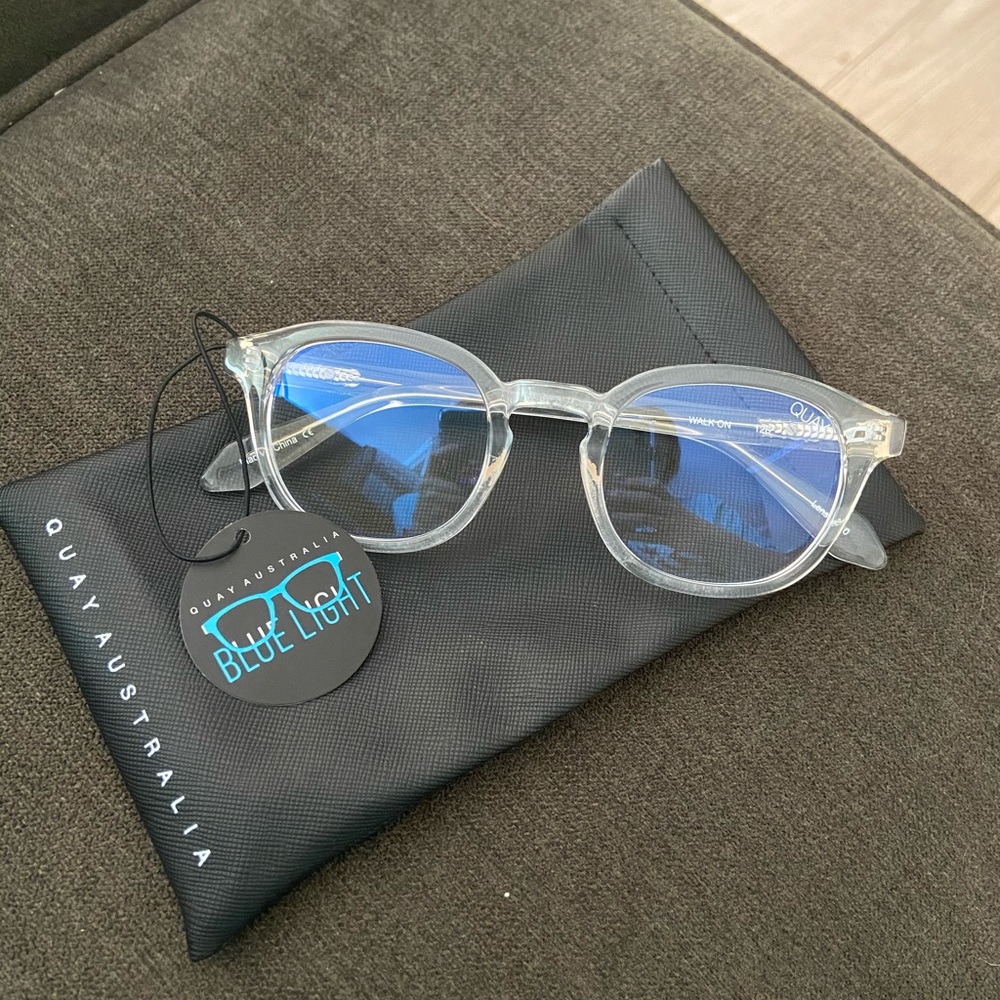 Quay Australia Clear Frame Glasses with Blue Lenses